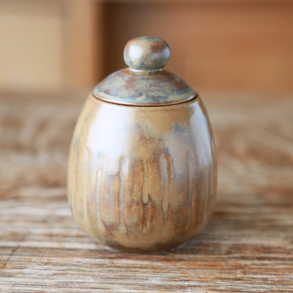 Lidded Jar - Brown/Amber