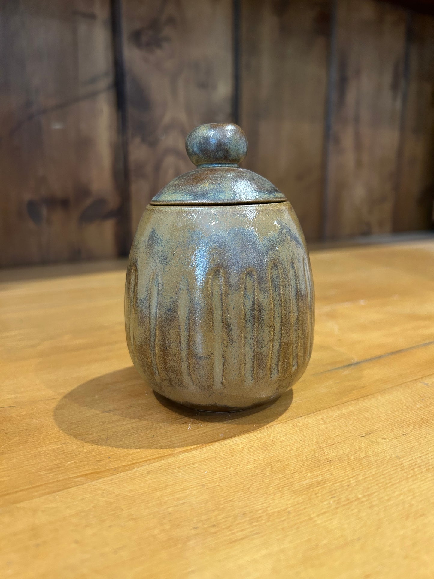 Lidded Jar - Brown/Amber