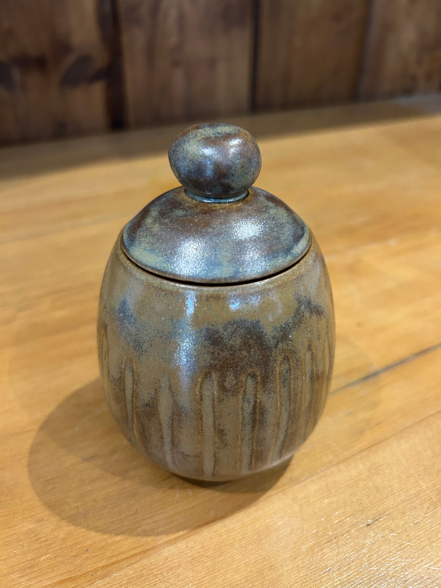 Lidded Jar - Brown/Amber