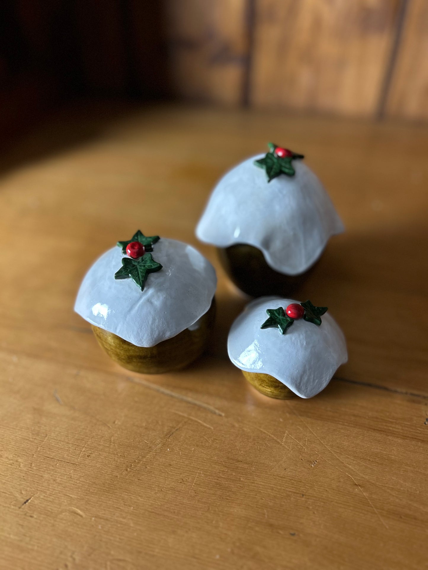 Set of 3 Christmas Pudding lidded Jars