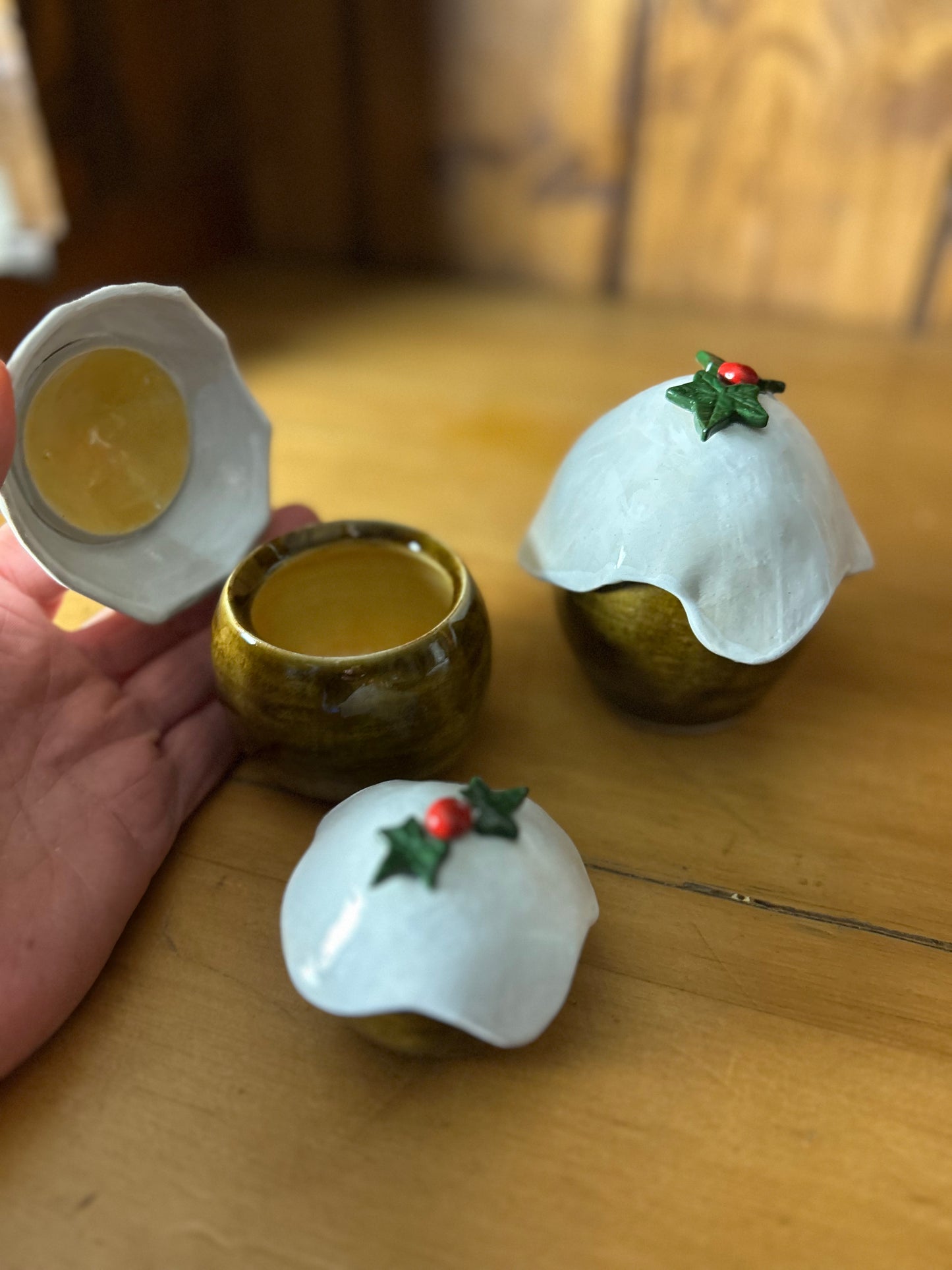 Set of 3 Christmas Pudding lidded Jars