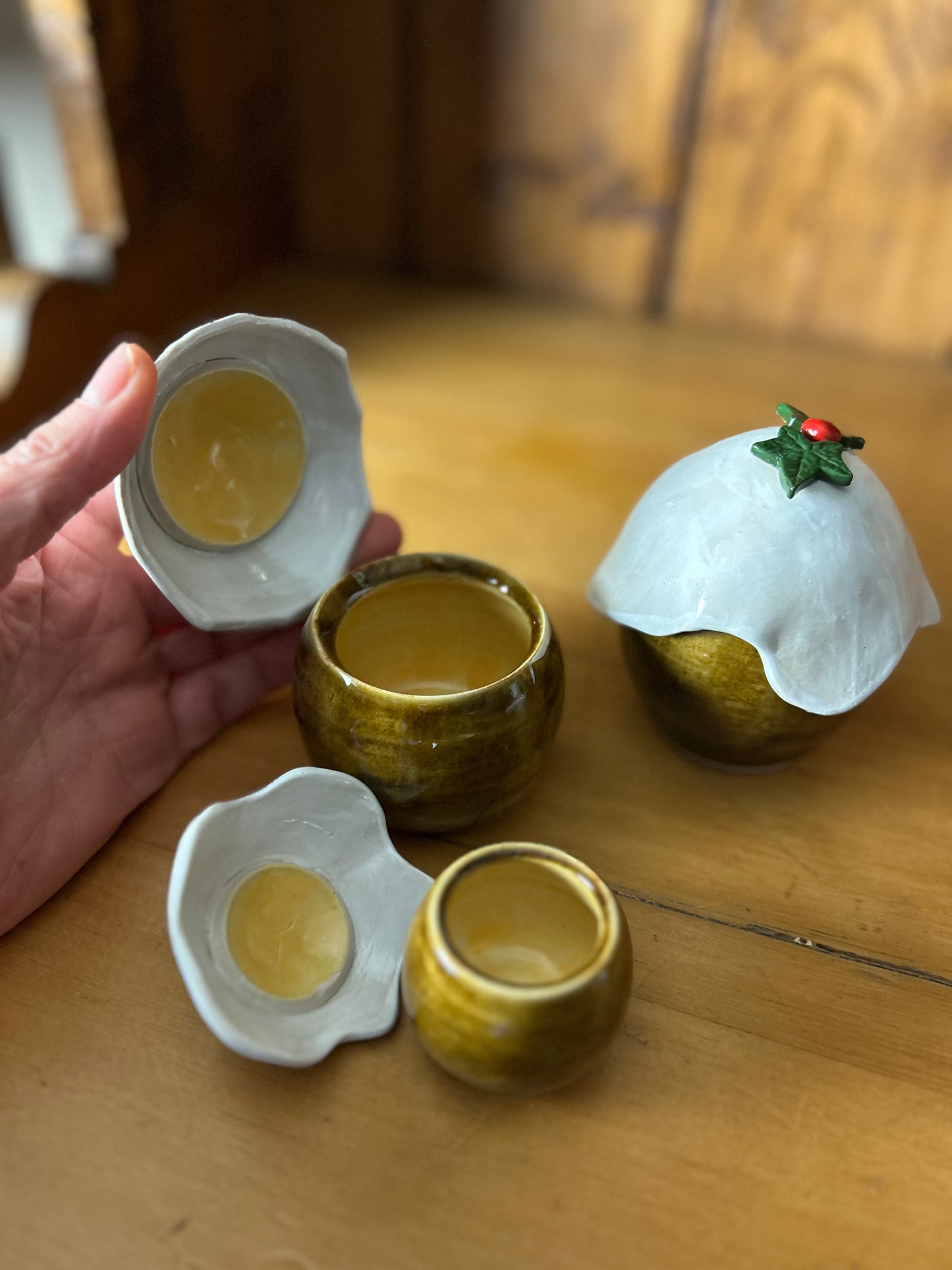 Set of 3 Christmas Pudding lidded Jars